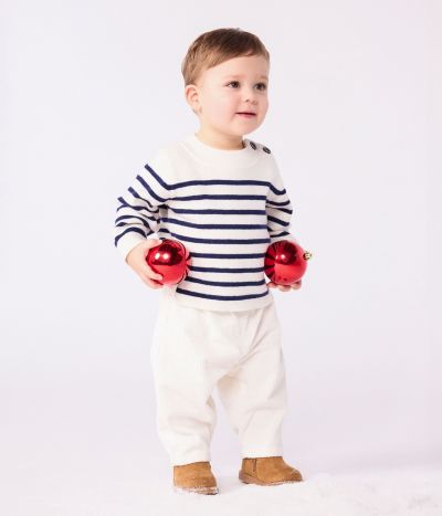 Pull marin bébé en laine et coton à rayures