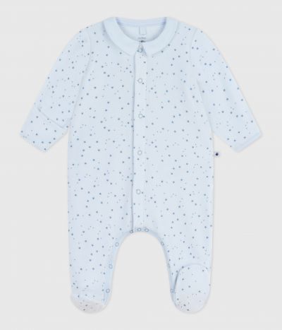 Pyjama bébé en velours à col imprimé