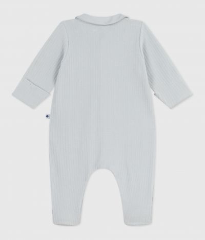 Pyjama bébé en velours à col uni
