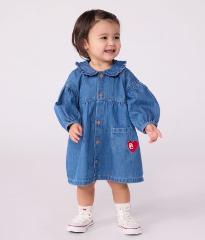 Robe bébé en denim manches longues à col