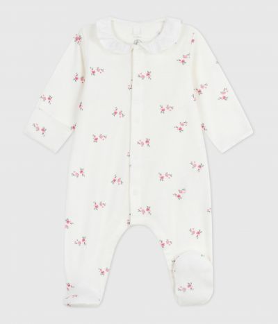 Pyjama bébé en coton à col fleuri