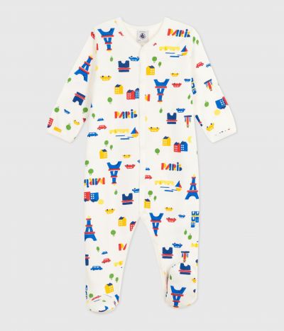 Pyjama bébé en molleton gratté à col imprimé Paris