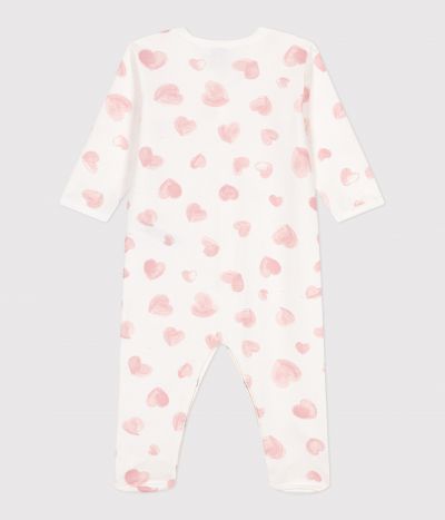 Pyjama bébé en molleton gratté à col imprimé cœurs