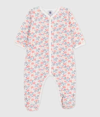 Pyjama bébé en velours imprimé fleuri