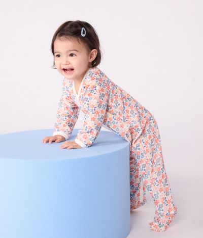 Pyjama bébé en velours imprimé fleuri