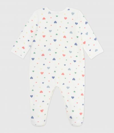 Pyjama bébé en velours imprimé cœurs