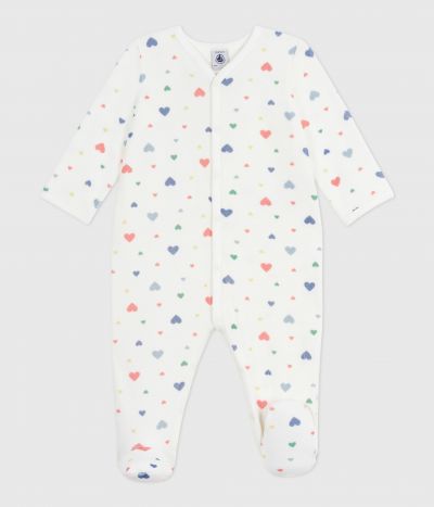 Pyjama bébé en velours imprimé cœurs