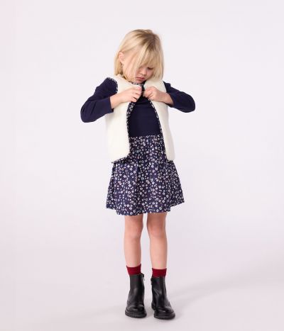 Gilet enfant en popeline de coton et sherpa sans manche imprimé