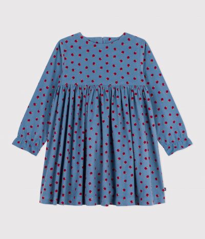 Robe enfant manches longues en velours imprimé
