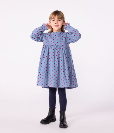 Robe enfant manches longues en velours imprimé