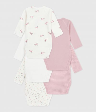 Lot de bodies croisés manches longues en coton imprimé bébé