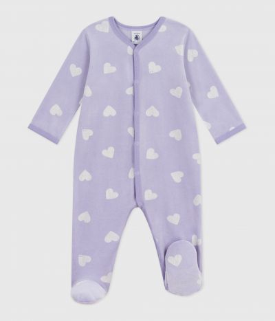 Pyjama bébé en velours imprimé cœurs