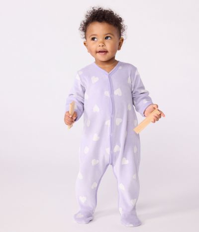 Pyjama bébé en velours imprimé cœurs