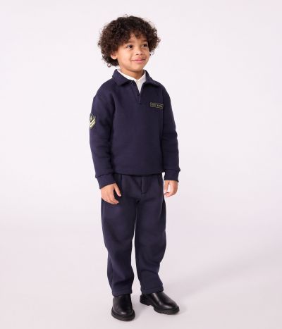 Sweatshirt esprit polo enfant en coton uni