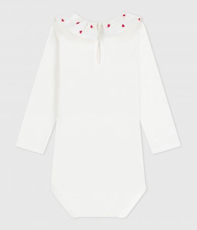 Body bébé en coton à col brodé, uni