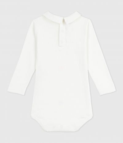 Body bébé en coton à col brodé, uni