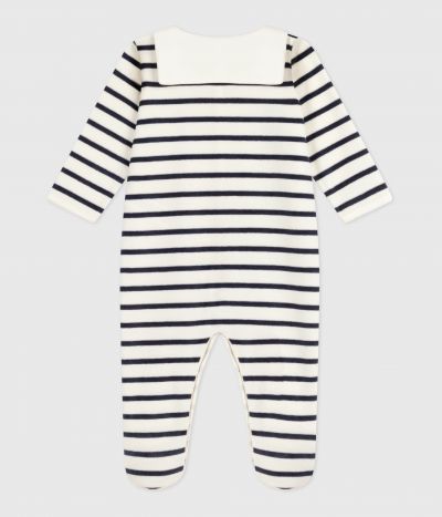 Pyjama bébé en velours imprimé à rayures
