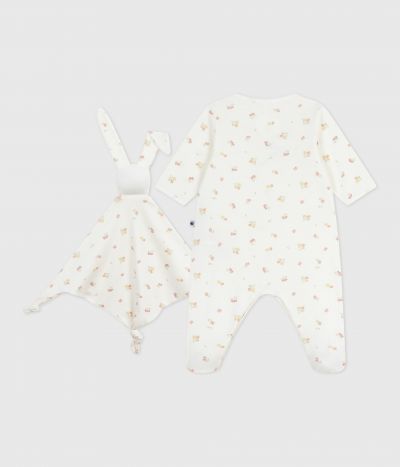 Coffret cadeau naissance en coton imprimé fleuri