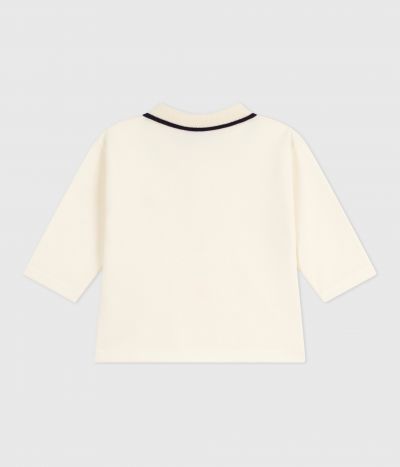 Polo bébé en coton à manches longues uni