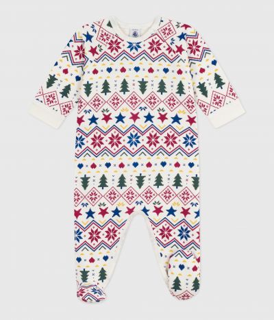 Pyjama zippé bébé en molleton gratté imprimé Noël