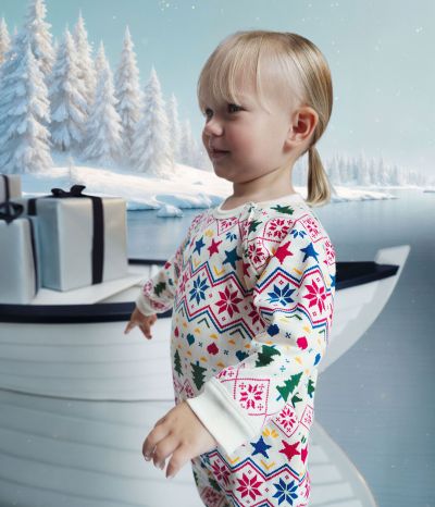Pyjama zippé bébé en molleton gratté imprimé Noël