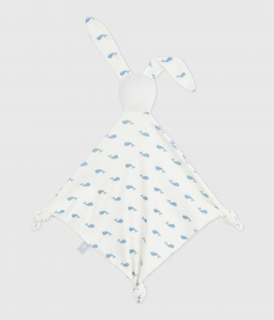 Doudou bébé en coton imprimé baleine
