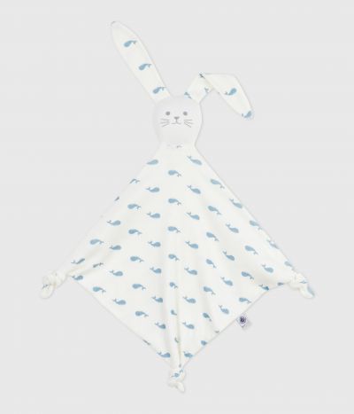 Doudou bébé en coton imprimé baleine