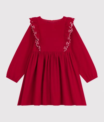 Robe enfant manches longues en velours unie