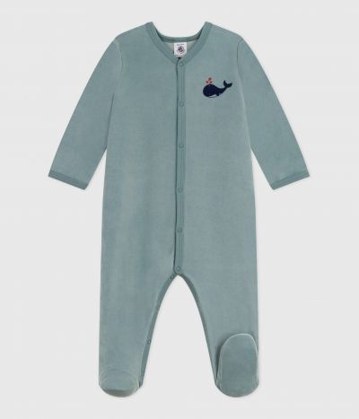 Pyjama bébé en velours uni