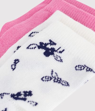2 paires de chaussettes bébé en coton imprimé fleurs