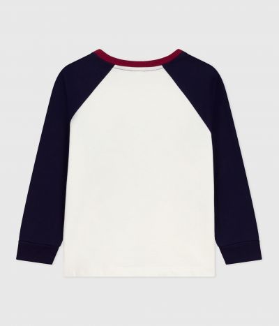 Tee-shirt enfant manches longues en coton imprimé colorblock