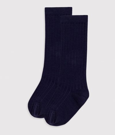 Chaussettes hautes bébé en laine et coton