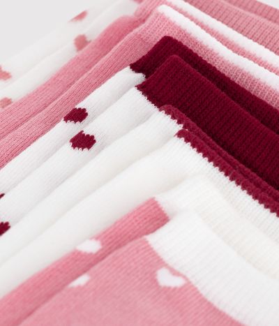 5 paires de chaussettes enfant unies en coton imprimé cœurs