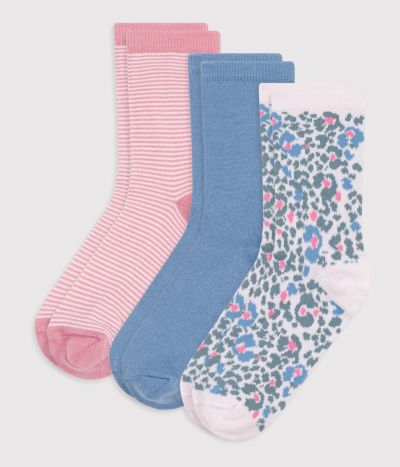 3 paires de chaussettes enfant en coton imprimé leopard