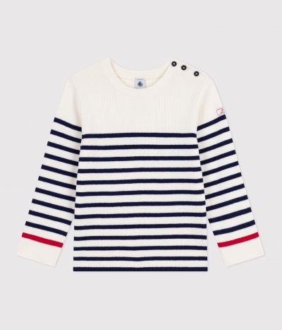 Pull enfant en laine et coton à rayures