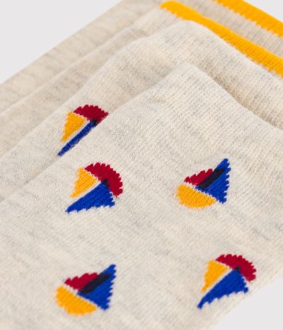2 paires de chaussettes enfant en coton imprimé bateaux