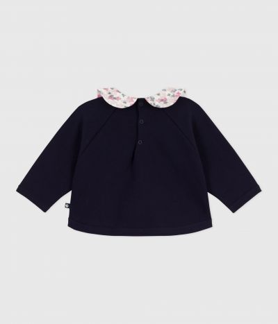 Sweatshirt bébé en coton uni avec son col imprimé