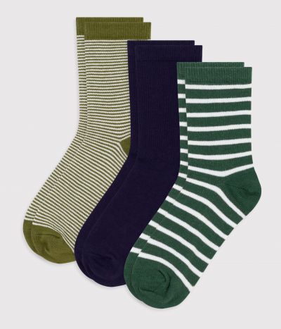3 paires de chaussettes enfant rayées en coton