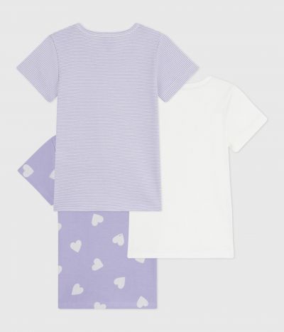Lot de tee-shirts enfant en coton manches courtes imprimé cœurs
