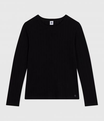 Tee-shirt femme l'iconique en coton ajouré manches longues