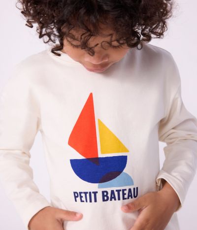 Tee-shirt enfant manches longues en coton imprimé