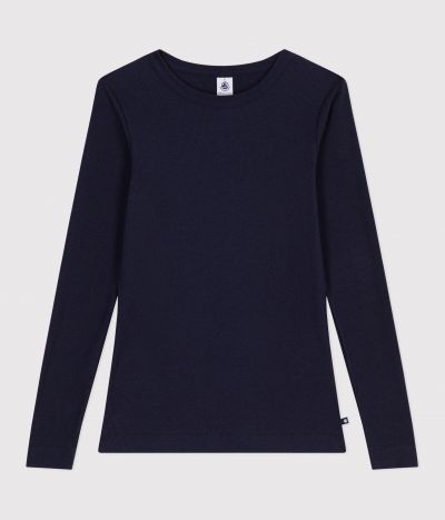 Tee-shirt femme l'iconique en laine et coton manches longues