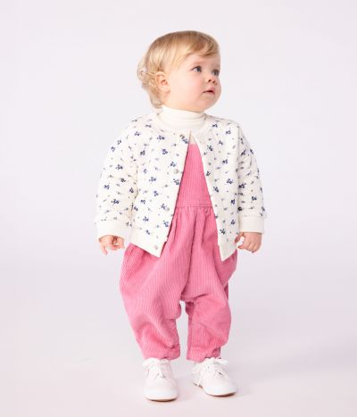 Cardigan bébé en coton, imprimé à fleurs