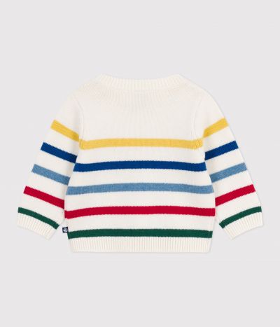 Pull bébé en laine et coton à rayures multico