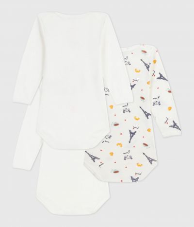 Lot de bodies manches longues en coton imprimé Paris bébé