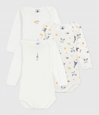 Lot de bodies manches longues en coton imprimé Paris bébé