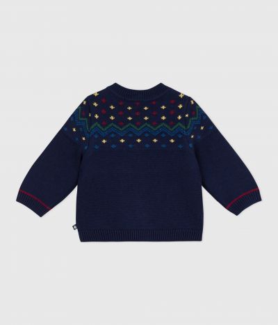 Pull bébé en laine et coton à motifs