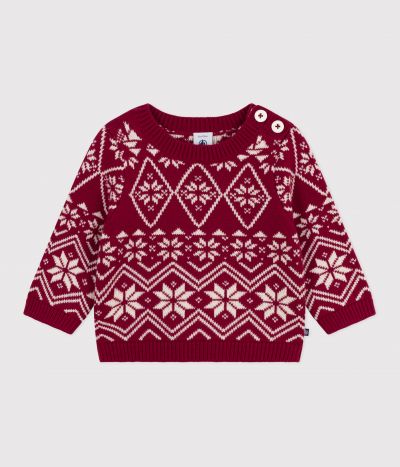 Pull bébé en laine et coton à motifs