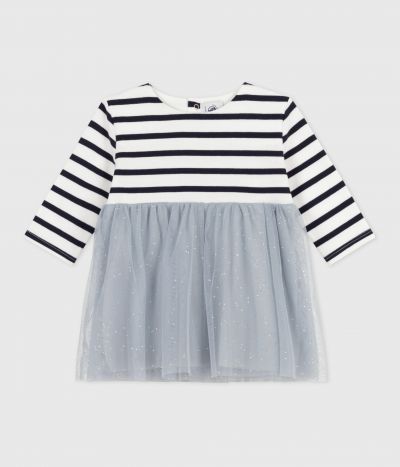 Robe bébé bi-matière manches longues