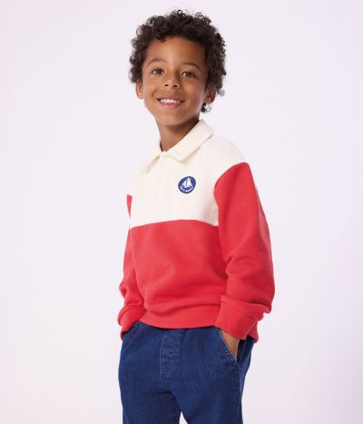 Sweatshirt esprit polo enfant en coton